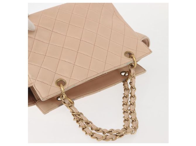 CHANEL Matelassé Borsa a Mano Catena COCO Marchio Pelle di Agnello Beige CC Auth 142686 - vista 6