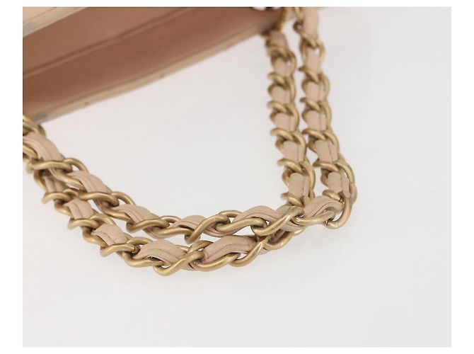 CHANEL Matelassé Borsa a Mano Catena COCO Marchio Pelle di Agnello Beige CC Auth 142686 - vista 7