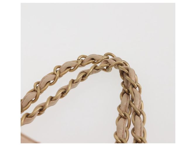 CHANEL Matelassé Borsa a Mano Catena COCO Marchio Pelle di Agnello Beige CC Auth 142686 - vista 8