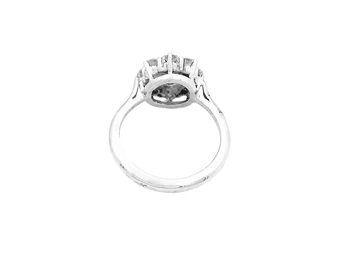 Autre Marque Anello a forma di fiore in oro bianco e platino incastonato di diamanti. - vista 4