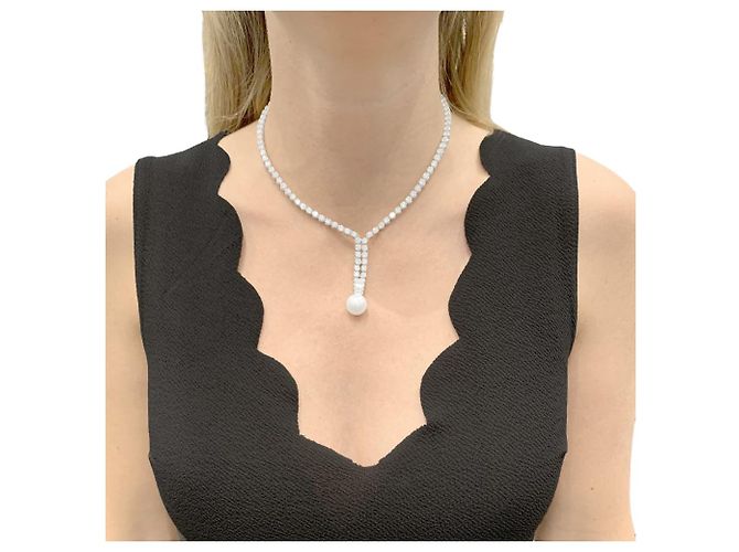 Autre Marque Collana di diamanti, perla coltivata bianca. - vista 6