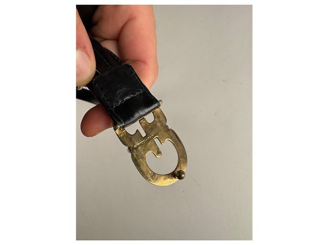 Vintage Gucci Ledergürtel Schwarz - Ansicht 6