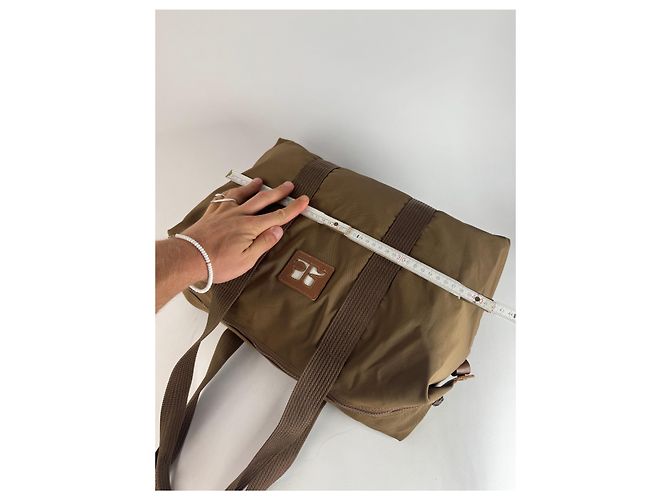 Vintage Courreges Paris Reisetasche aus Polyester khaki braun - Ansicht 10