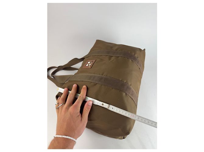 Vintage Courreges Paris Reisetasche aus Polyester khaki braun - Ansicht 11