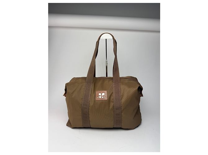 Vintage Courreges Paris Reisetasche aus Polyester khaki braun - Ansicht 14