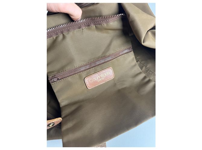 Vintage Courreges Paris Reisetasche aus Polyester khaki braun - Ansicht 4