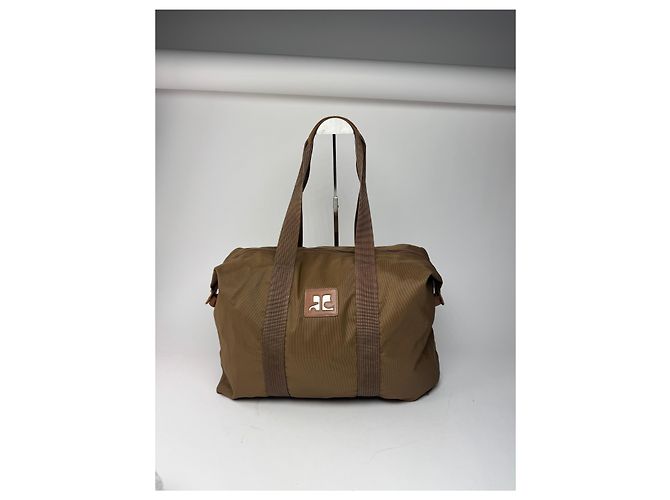 Vintage Courreges Paris Reisetasche aus Polyester khaki braun - Ansicht 5
