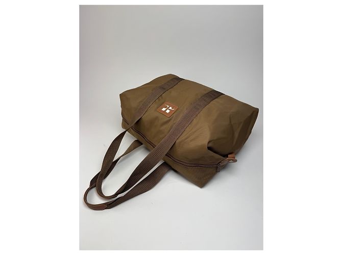 Vintage Courreges Paris Reisetasche aus Polyester khaki braun - Ansicht 9
