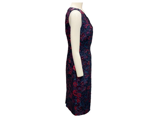 Autre Marque Abito da cocktail in jacquard floreale blu / rosa Talbot Runhof - vista 2