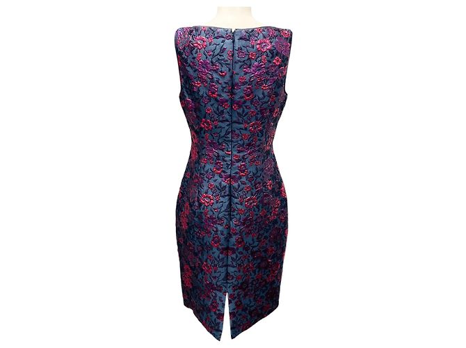 Autre Marque Abito da cocktail in jacquard floreale blu / rosa Talbot Runhof - vista 3