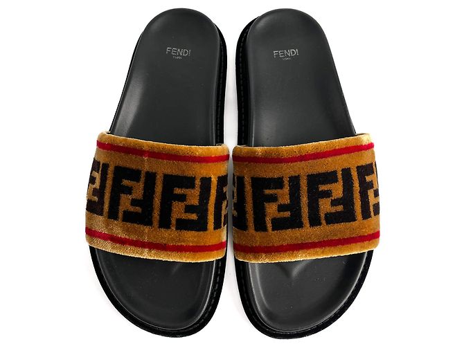 Fendi Sandali Velvet FF monogram Scarpe 39 Bicolore Multicolore - vista 2