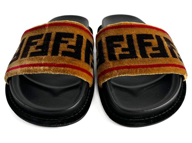 Fendi Sandali Velvet FF monogram Scarpe 39 Bicolore Multicolore - vista 3
