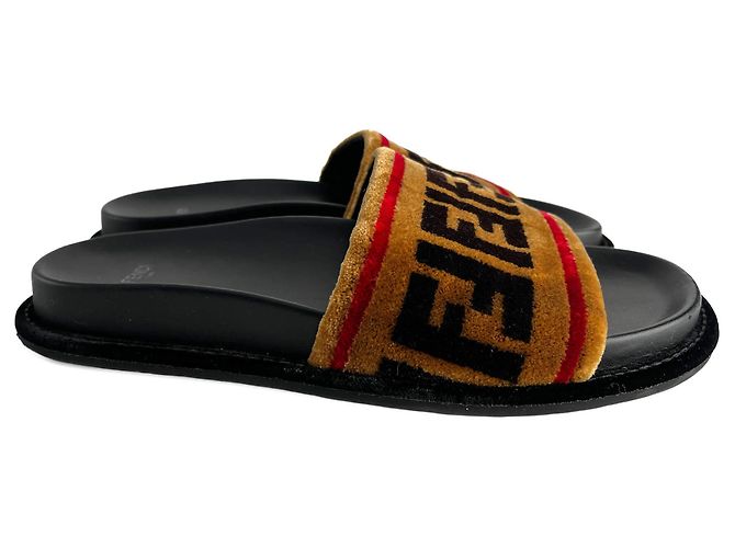 Fendi Sandali Velvet FF monogram Scarpe 39 Bicolore Multicolore - vista 4
