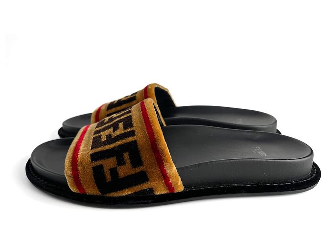 Fendi Sandali Velvet FF monogram Scarpe 39 Bicolore Multicolore - vista 5