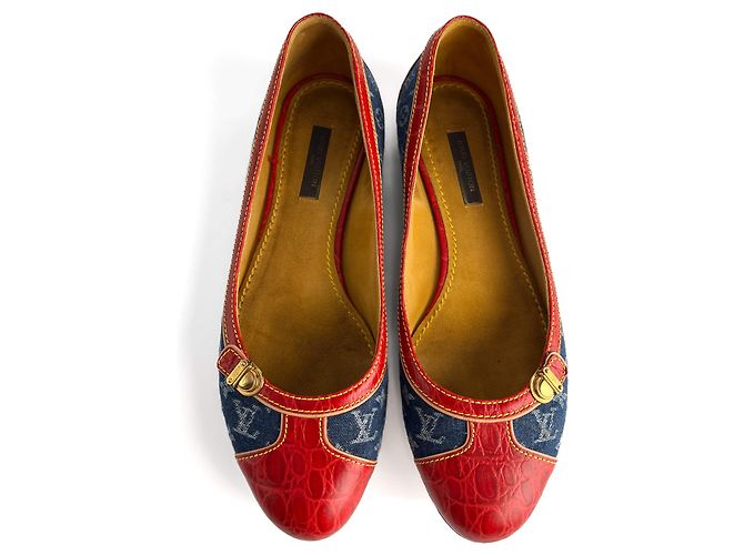 Louis Vuitton Ballet Flats aus Denim Denim Schuhe 38 Bicolor - Ansicht 3