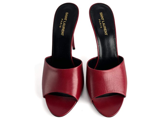 Saint Laurent Amber Leather High Heel Mule 40 Burgundy - view 2