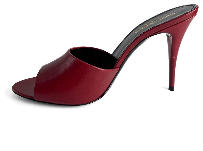Saint Laurent Amber Leather High Heel Mule 40 Burgundy - view 5