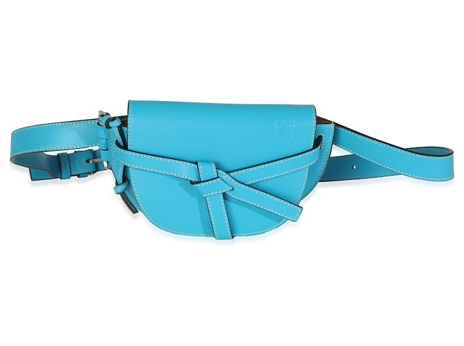 Borsa a cintura mini Gate in pelle di vitello blu Loewe - vista 7