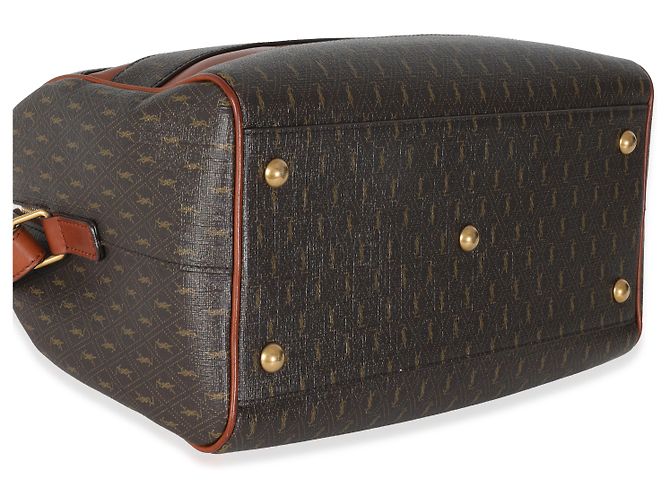Duffle Borsa da viaggio classica in tela monogramma Saint Laurent in pelle di vitello tan - vista 7
