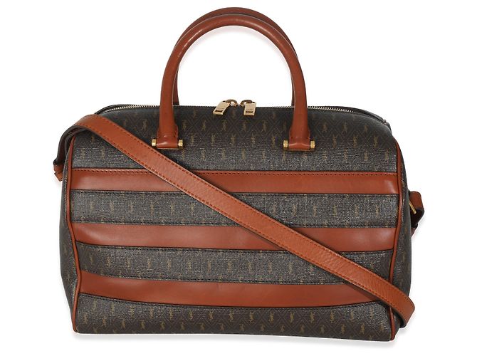 Duffle Borsa da viaggio classica in tela monogramma Saint Laurent in pelle di vitello tan - vista 8