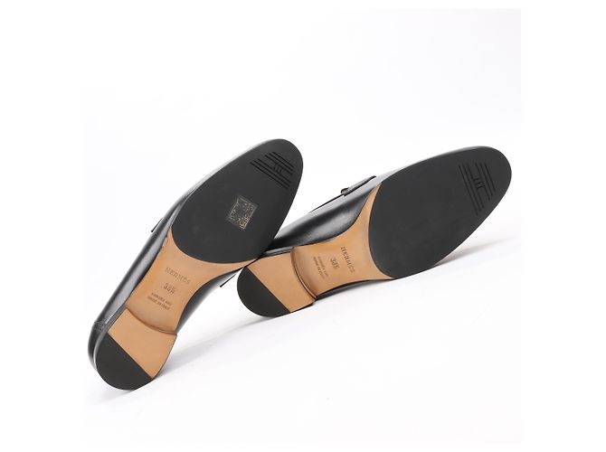 Hermès HERMES Paris Leder Slipper in Schwarz, Größe 38,5 EU - Ansicht 10
