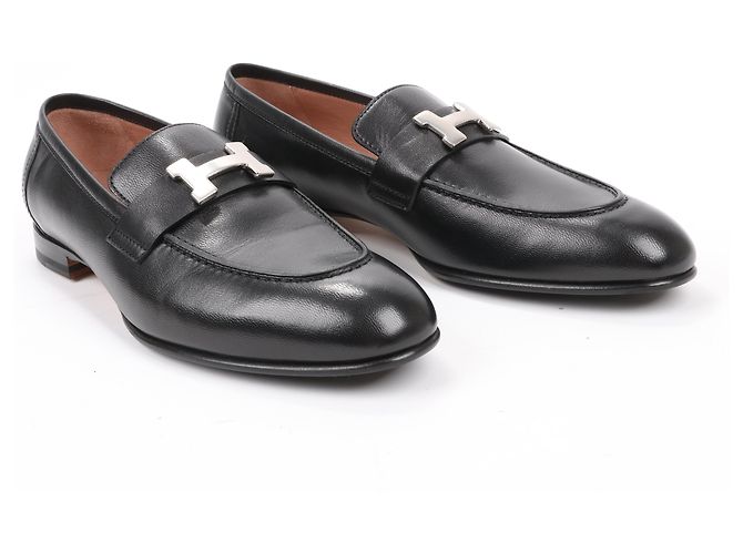 Hermès HERMES Paris Leder Slipper in Schwarz, Größe 38,5 EU - Ansicht 2