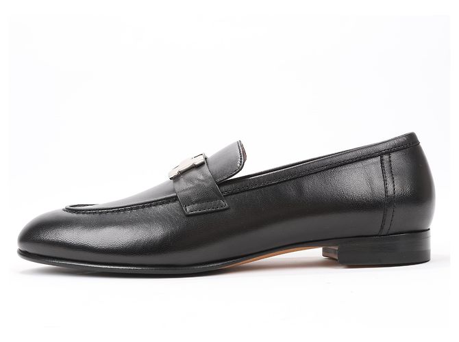 Hermès HERMES Paris Leder Slipper in Schwarz, Größe 38,5 EU - Ansicht 3