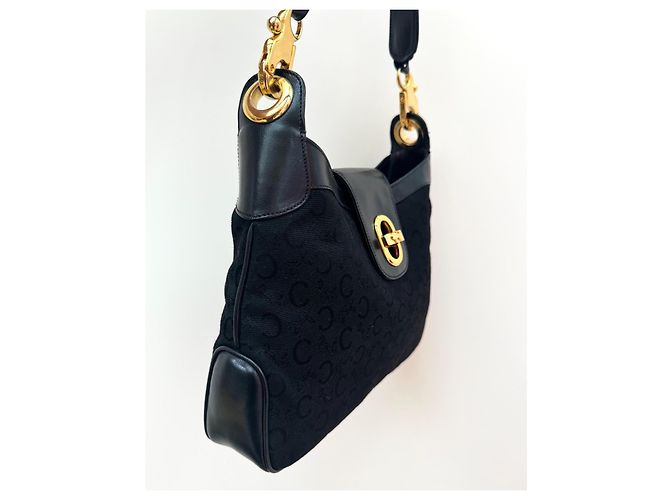 Borsa Céline in tela monogramma e pelle nera Nero - vista 10