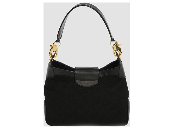 Borsa Céline in tela monogramma e pelle nera Nero - vista 3