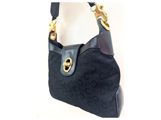 Borsa Céline in tela monogramma e pelle nera Nero - vista 5
