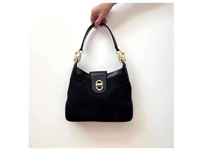 Borsa Céline in tela monogramma e pelle nera Nero - vista 6