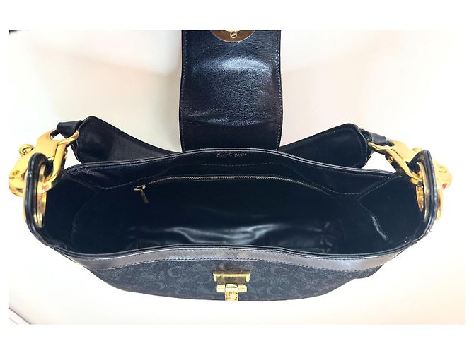 Borsa Céline in tela monogramma e pelle nera Nero - vista 7