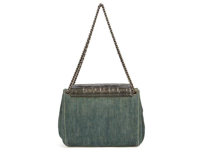 Borsa Chanel Reissue Accordion Flap in denim blu e pelle nera Nero - vista 2