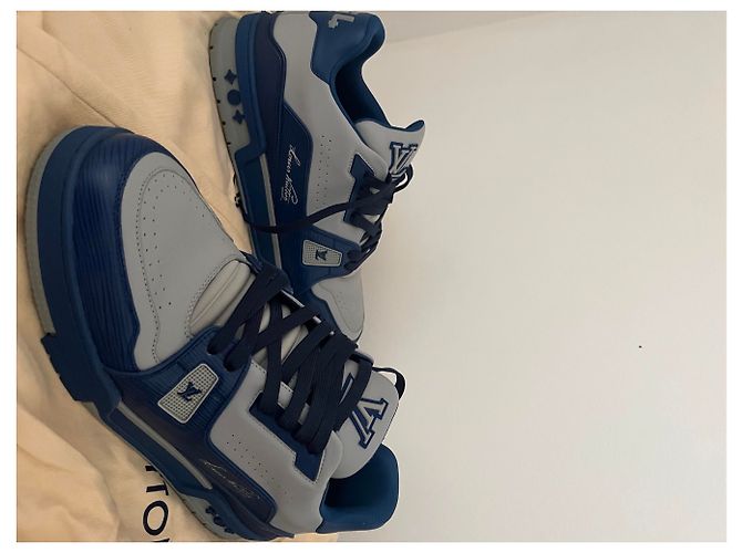 Sneakers Louis Vuitton Trainer in pelle blu navy - vista 5
