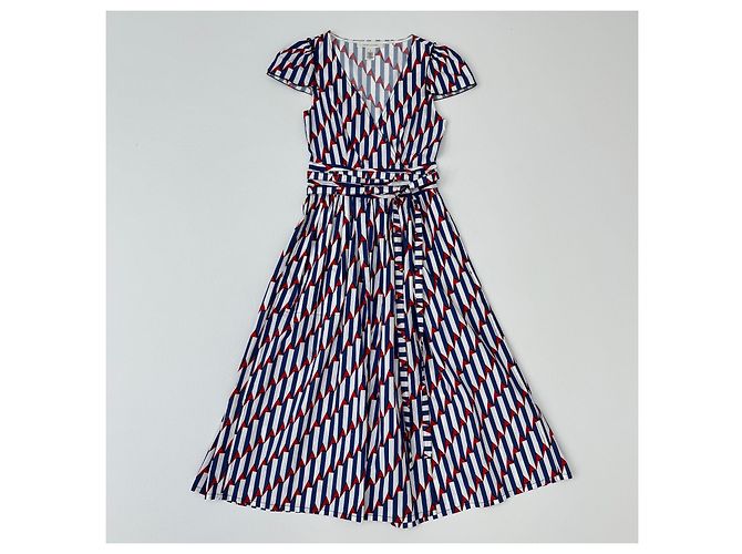 Vestido midi envolvente Marc Jacobs estampado Rojo Blanco Azul Roja - vista 3