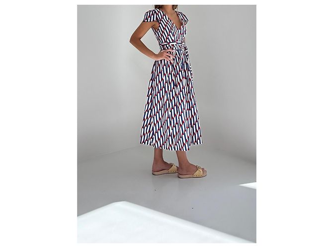 Vestido midi envolvente Marc Jacobs estampado Rojo Blanco Azul Roja - vista 5