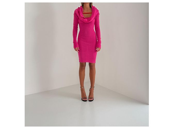 Jacquemus La Robe Ascua Strickkleid aus Wolle in Fuchsia - Ansicht 3