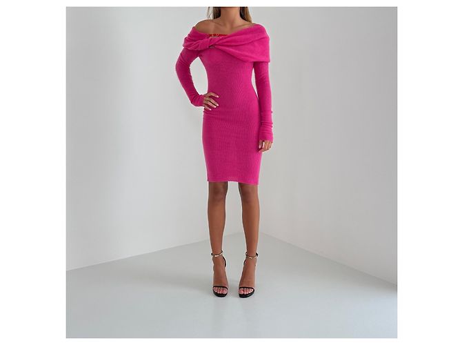 Jacquemus La Robe Ascua Strickkleid aus Wolle in Fuchsia - Ansicht 5