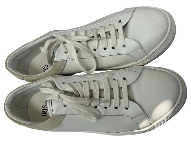 Sneakers basse Iris & Ink in pelle e suede bianco Crudo - vista 5