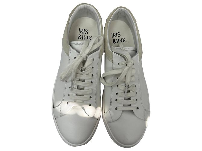 Sneakers basse Iris & Ink in pelle e suede bianco Crudo - vista 6