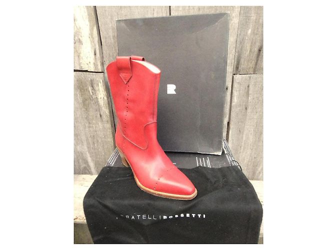 Fratelli Rosseti Botas Western Fratelli Rossetti de Cuero Rojo Roja - vista 2