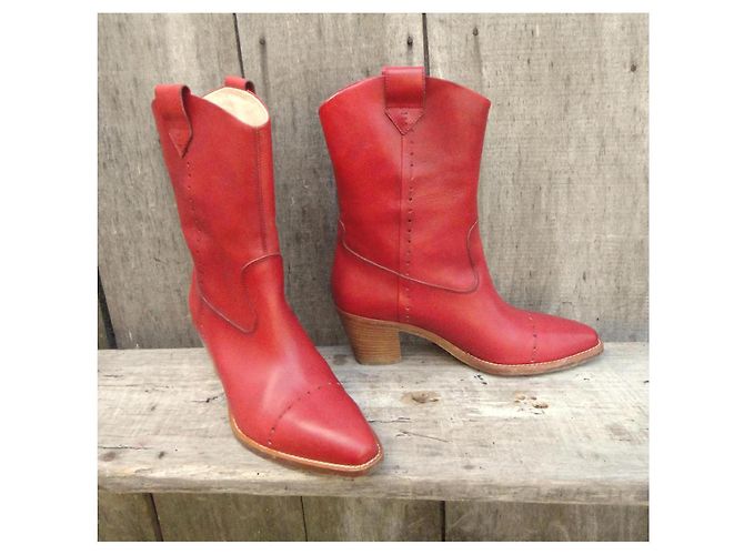 Fratelli Rosseti Botas Western Fratelli Rossetti de Cuero Rojo Roja - vista 3
