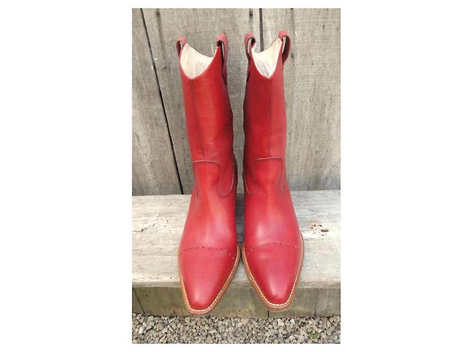Fratelli Rosseti Botas Western Fratelli Rossetti de Cuero Rojo Roja - vista 4