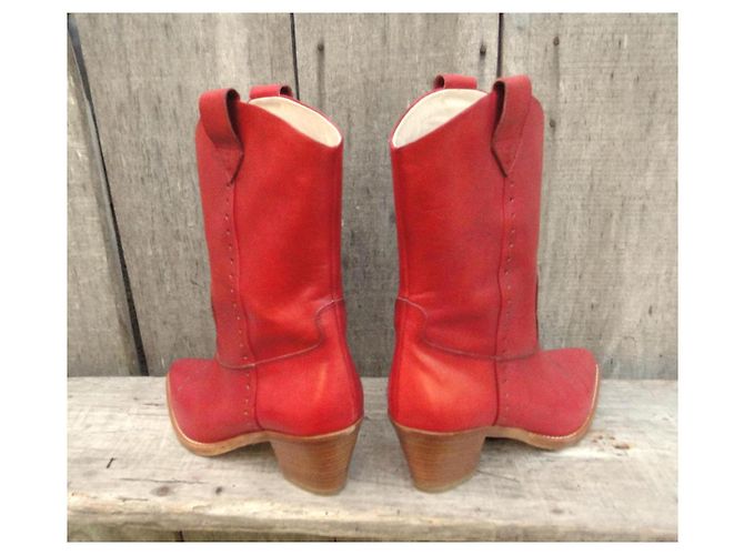 Fratelli Rosseti Botas Western Fratelli Rossetti de Cuero Rojo Roja - vista 5