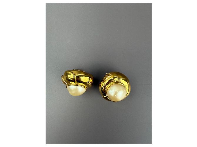Chanel Vintage Ohrclips – Goldmetall & Barockperle Golden Creme - Ansicht 6