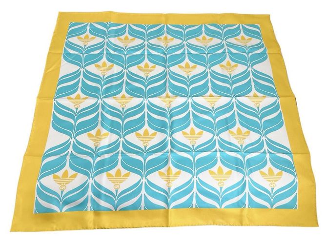 Foulard in seta Gucci blu e giallo - vista 2