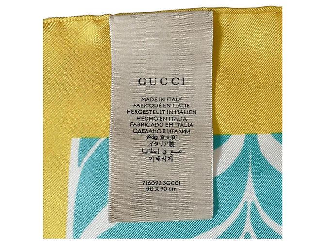 Foulard in seta Gucci blu e giallo - vista 5