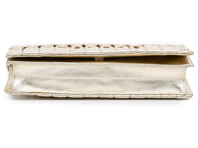 Chanel Gold CC Metallic Plissierter Lammleder Schultertasche mit Kette - Ansicht 3