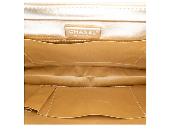 Chanel Gold CC Metallic Plissierter Lammleder Schultertasche mit Kette - Ansicht 4