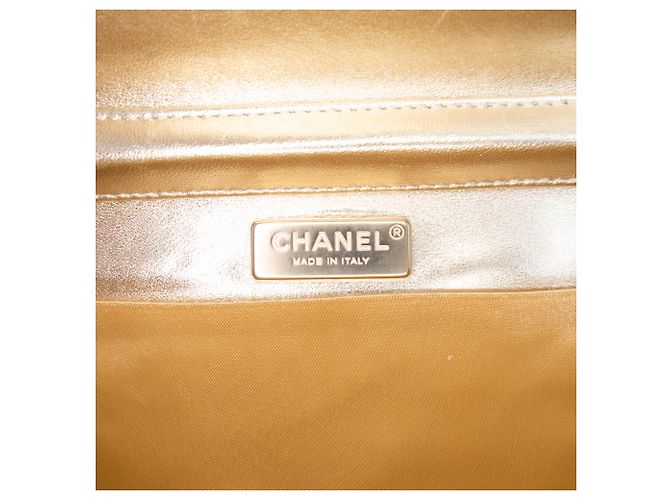 Chanel Gold CC Metallic Plissierter Lammleder Schultertasche mit Kette - Ansicht 5